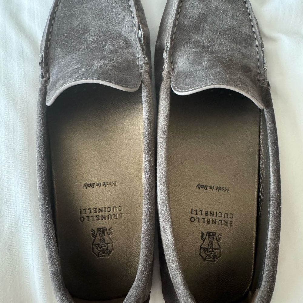 Brunello Cucinelli Gray Slip-On Loafers